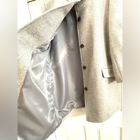 Ralph Lauren Gray Herringbone Wool Coat with Brown Strap Size 14 NWOT - Picture 5 of 7